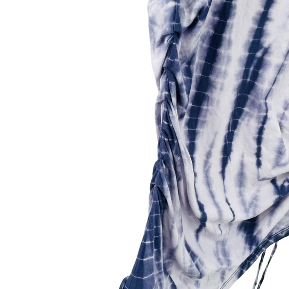 DG2 Diane Gilman Navy & White DG Downtime Tulip Sleeve Cinch Tee - Sz M - Picture 8 of 14